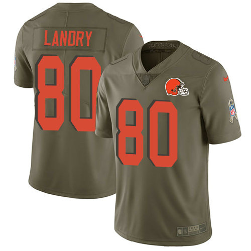 Nike Browns #80 Jarvis Landry Olive Youth Stitched NFL Limited 2017 Salute to Service Jersey