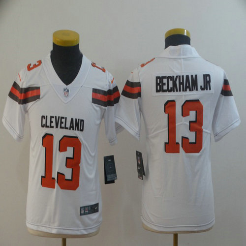 Nike Browns 13 Odell Beckham Jr White Youth Vapor Untouchable Limited Jersey