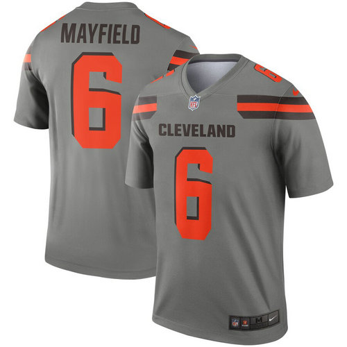 Nike Browns 6 Baker Mayfield Gray Inverted Legend Jersey