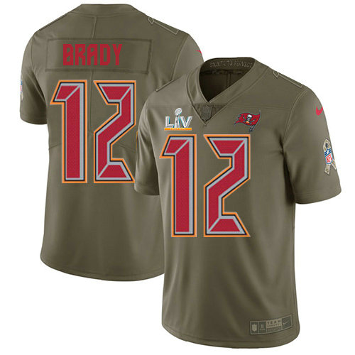 Nike Buccaneers #12 Tom Brady Olive Men's Super Bowl LV Bound Stitched NFL Limited 2017 Salute To Service Jersey
