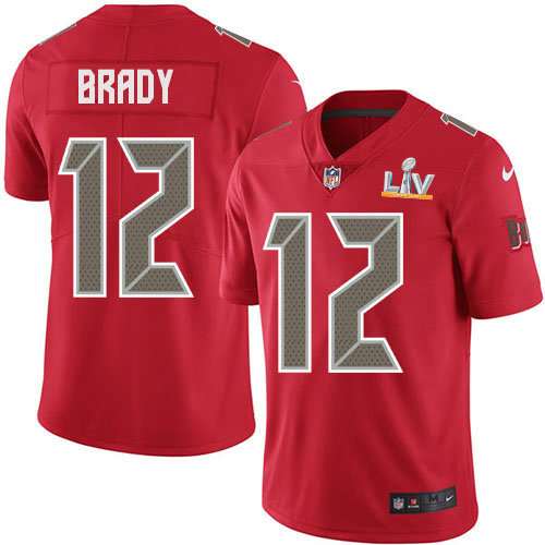 Nike Buccaneers #12 Tom Brady Red Men's Super Bowl LV Bound Stitched NFL Limited Rush Jersey