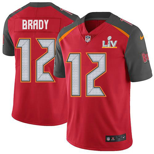 Nike Buccaneers #12 Tom Brady Red Team Color Men's Super Bowl LV Bound Stitched NFL Vapor Untouchable Limited Jersey
