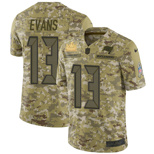 Nike Buccaneers #13 Mike Evans Camo Men's Super Bowl LV Champions Patch Stitched NFL Limited 2018 Salute To Service Jersey