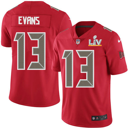 Nike Buccaneers #13 Mike Evans Red Men's Super Bowl LV Bound Stitched NFL Limited Rush Jersey