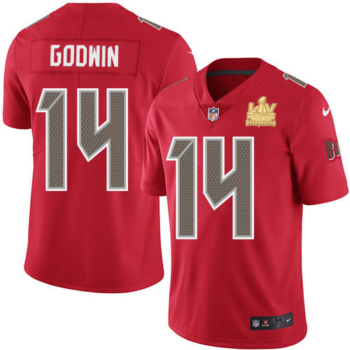 Nike Buccaneers #14 Chris Godwin Red Men's Super Bowl LV Champions Patch Stitched NFL Limited Rush Jersey