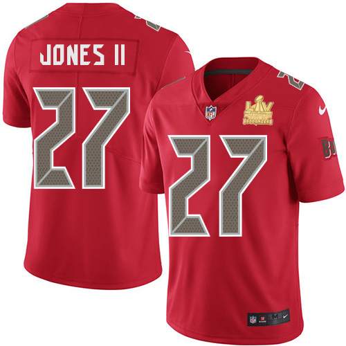 Nike Buccaneers #27 Ronald Jones II Red Men's Super Bowl LV Champions Patch Stitched NFL Limited Rush Jersey