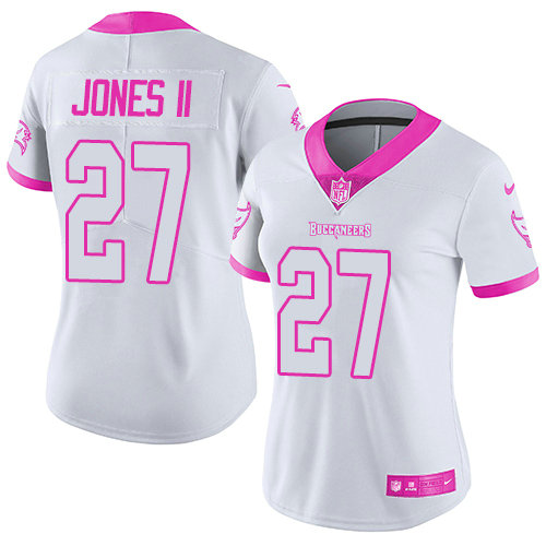 Nike Buccaneers #27 Ronald Jones II White Pink Women's Stitched NFL Limited Rush Fashion Jersey