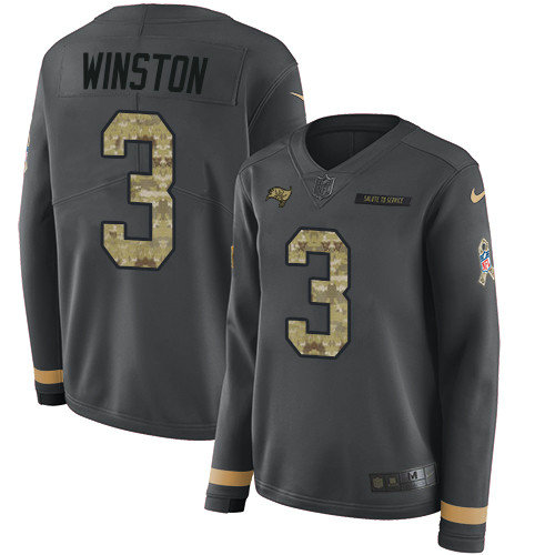 Nike Buccaneers #3 Jameis Winston Anthracite Salute to Service Women's Stitched