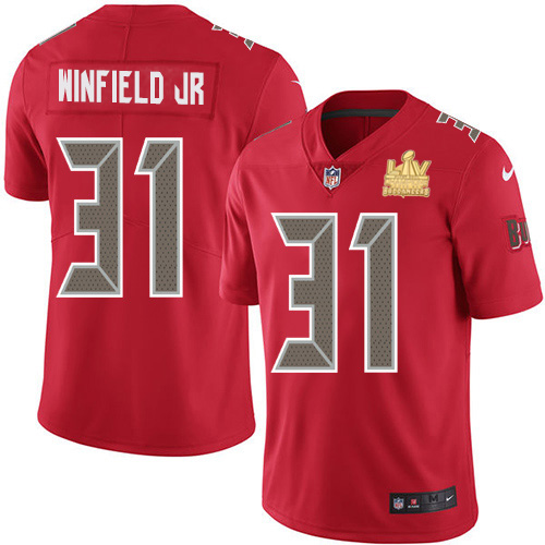 Nike Buccaneers #31 Antoine Winfield Jr. Red Men's Super Bowl LV Champions Patch Stitched NFL Limited Rush Jersey