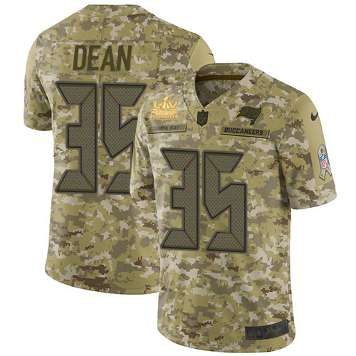 Nike Buccaneers #35 Jamel Dean Camo Men's Super Bowl LV Champions Patch Stitched NFL Limited 2018 Salute To Service Jersey
