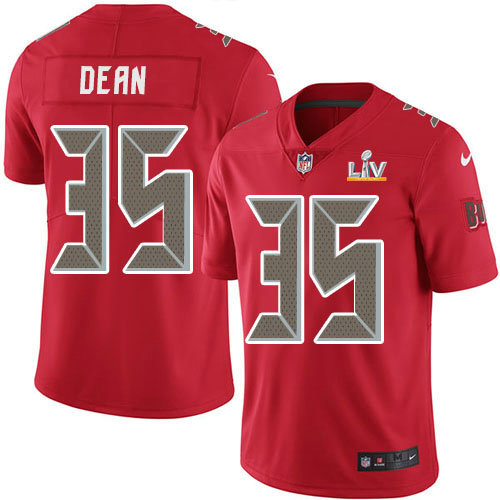 Nike Buccaneers #35 Jamel Dean Red Men's Super Bowl LV Bound Stitched NFL Limited Rush Jersey