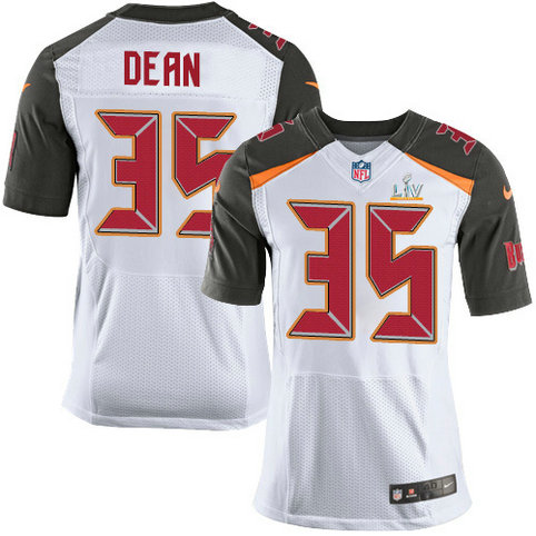 Nike Buccaneers #35 Jamel Dean White Men's Super Bowl LV Bound Stitched NFL New Elite Jersey