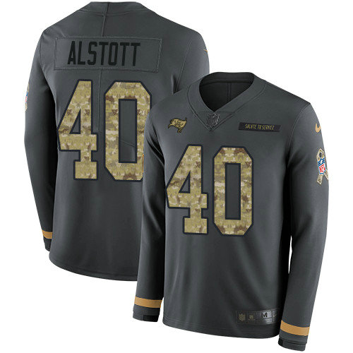 Nike Buccaneers #40 Mike Alstott Anthracite Salute to Service Youth