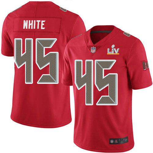 Nike Buccaneers #45 Devin White Red Men's Super Bowl LV Bound Stitched NFL Limited Rush Jersey