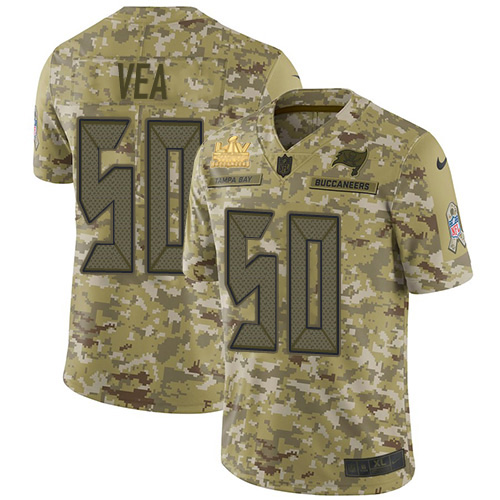 Nike Buccaneers #50 Vita Vea Camo Men's Super Bowl LV Champions Patch Stitched NFL Limited 2018 Salute To Service Jersey