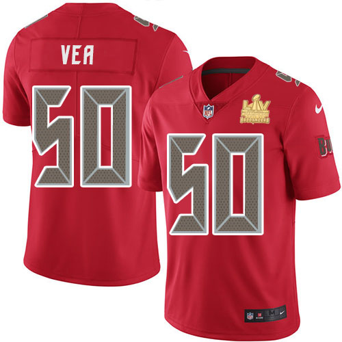 Nike Buccaneers #50 Vita Vea Red Men's Super Bowl LV Champions Patch Stitched NFL Limited Rush Jersey