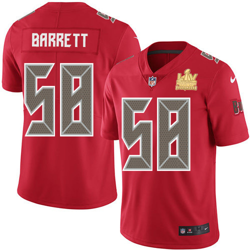 Nike Buccaneers #58 Shaquil Barrett Red Men's Super Bowl LV Champions Patch Stitched NFL Limited Rush Jersey