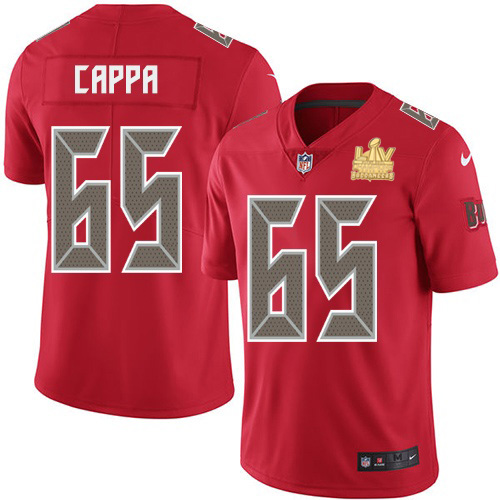 Nike Buccaneers #65 Alex Cappa Red Men's Super Bowl LV Champions Patch Stitched NFL Limited Rush Jersey