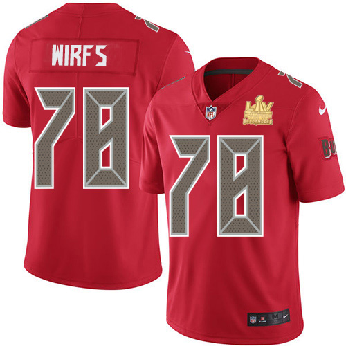 Nike Buccaneers #78 Tristan Wirfs Red Men's Super Bowl LV Champions Patch Stitched NFL Limited Rush Jersey