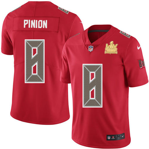 Nike Buccaneers #8 Bradley Pinion Red Men's Super Bowl LV Champions Patch Stitched NFL Limited Rush Jersey