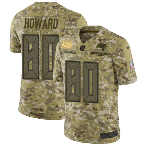 Nike Buccaneers #80 O. J. Howard Camo Men's Super Bowl LV Champions Patch Stitched NFL Limited 2018 Salute To Service Jersey