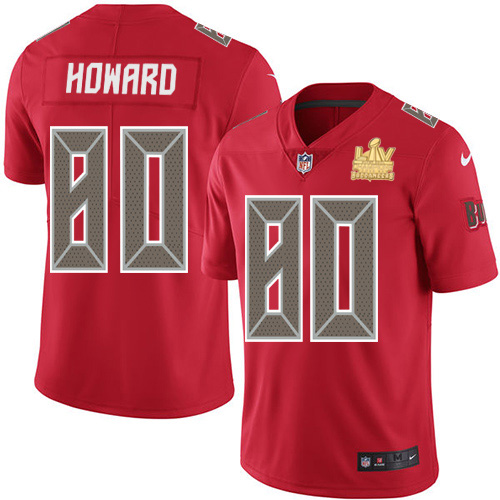 Nike Buccaneers #80 O. J. Howard Red Men's Super Bowl LV Champions Patch Stitched NFL Limited Rush Jersey