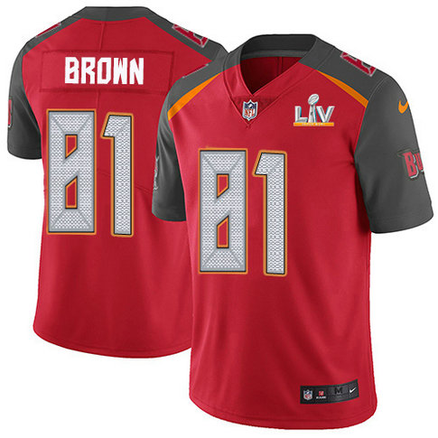 Nike Buccaneers #81 Antonio Brown Red Team Color Youth Super Bowl LV Bound Stitched NFL Vapor Untouchable Limited Jersey