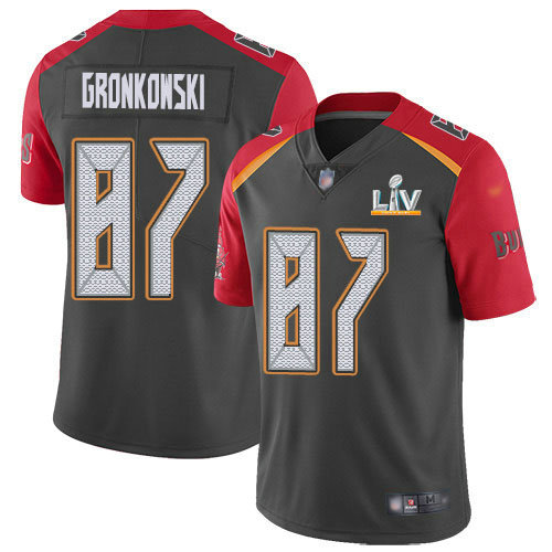 Nike Buccaneers #87 Rob Gronkowski Gray Youth Super Bowl LV Bound Stitched NFL Limited Inverted Legend Jersey