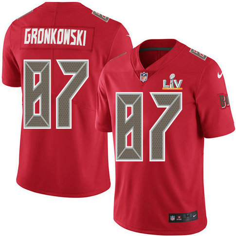 Nike Buccaneers #87 Rob Gronkowski Red Men's Super Bowl LV Bound Stitched NFL Limited Rush Jersey