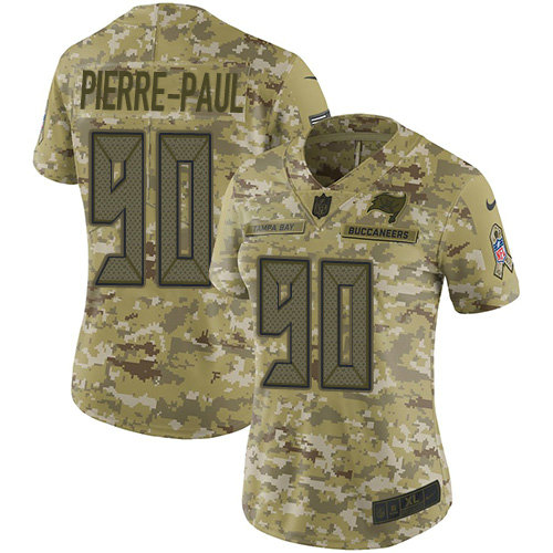Nike Buccaneers #90 Jason Pierre Paul Camo Women's Stitched NFL Limited 2018 Salute to Service Jersey