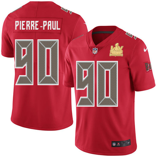Nike Buccaneers #90 Jason Pierre-Paul Red Men's Super Bowl LV Champions Patch Stitched NFL Limited Rush Jersey