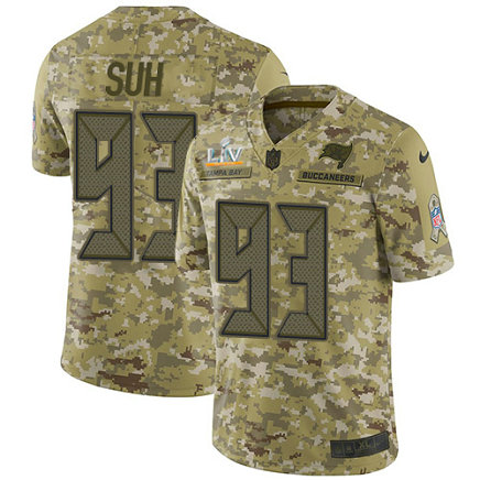 Nike Buccaneers #93 Ndamukong Suh Camo Men's Super Bowl LV Bound Stitched NFL Limited 2018 Salute To Service Jersey