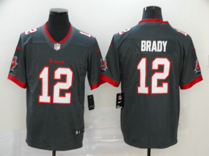 Nike Buccaneers 12 Tom Brady Gray New 2020 Vapor Untouchable Limited Jersey