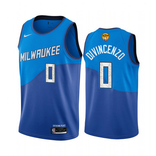 Nike Bucks #0 Donte DiVincenzo Men's 2021 NBA Finals Bound City Edition Jersey Blue