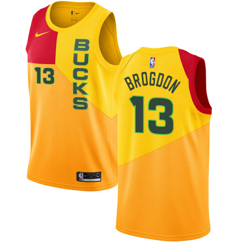 Nike Bucks #13 Malcolm Brogdon Yellow NBA Swingman City Edition 2018 19 Jersey