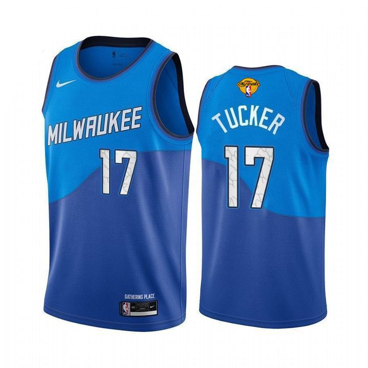 Nike Bucks #17 P. J. Tucker Men's 2021 NBA Finals Bound City Edition Jersey Blue