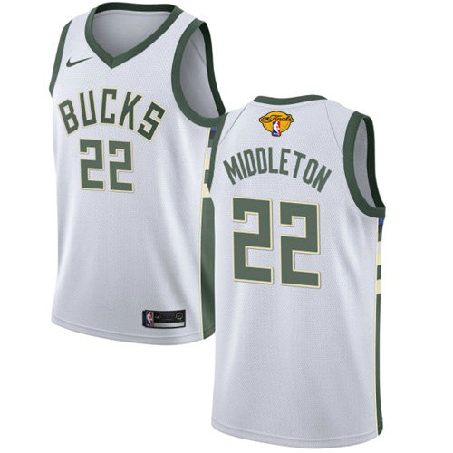 Nike Bucks #22 Khris Middleton Men's 2021 NBA Finals Bound Swingman Association Edition Jersey White
