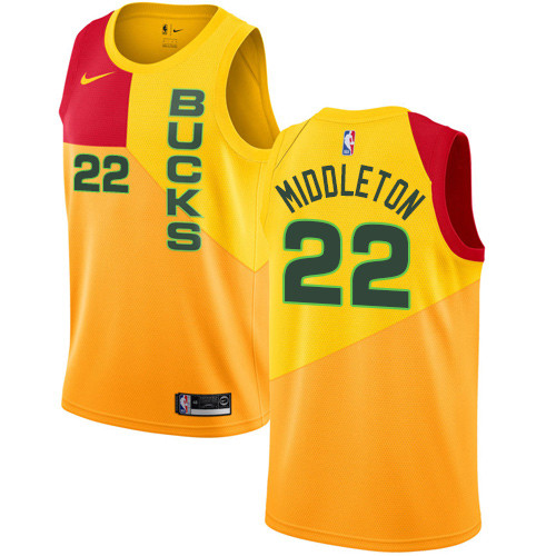 Nike Bucks #22 Khris Middleton Yellow NBA Swingman City Edition 2018 19 Jersey