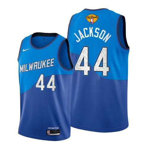 Nike Bucks #44 Justin Jackson Men's 2021 NBA Finals Bound City Edition Jersey Blue