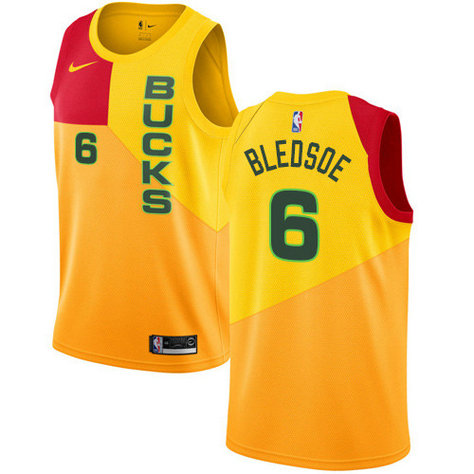 Nike Bucks #6 Eric Bledsoe Yellow NBA Swingman City Edition 2018 19 Jersey