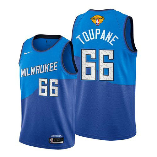 Nike Bucks #66 Axel Toupane Men's 2021 NBA Finals Bound City Edition Jersey Blue