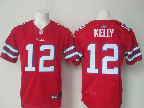 Nike Buffalo Bills 12 Jim Kelly Red NFL Elite Rush Jersey