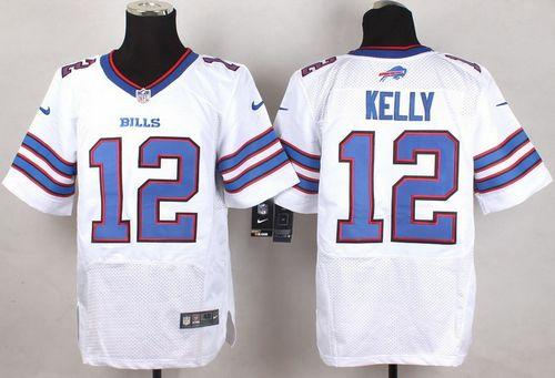 Nike Buffalo Bills 12 Jim Kelly White NFL New Elite Jersey