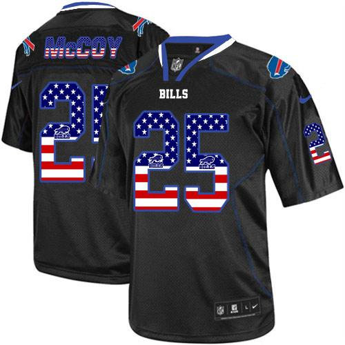 Nike Buffalo Bills 25 LeSean McCoy Black NFL Elite USA Flag Fashion Jersey