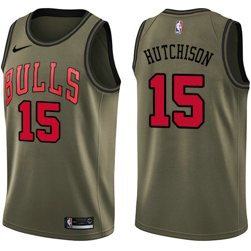 Nike Bulls #15 Chandler Hutchison Green Youth NBA Swingman Salute to Service Jersey
