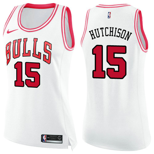 Nike Bulls #15 Chandler Hutchison White Pink Women's NBA Swingman Fashion Jersey