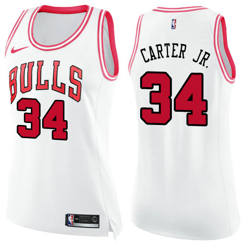 Nike Bulls #34 Wendell Carter Jr. White Pink Women's NBA Swingman Fashion Jersey