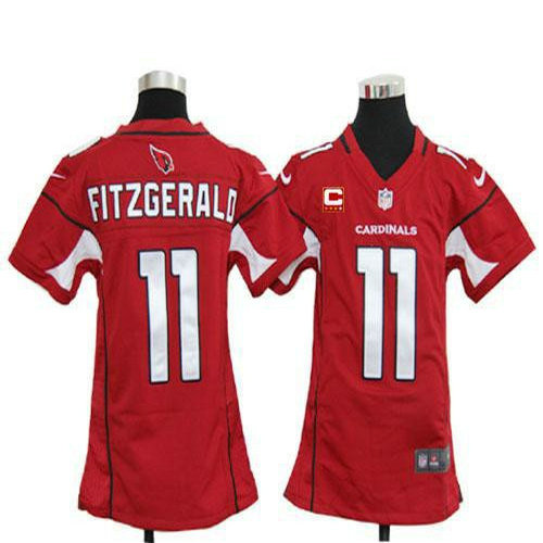Nike Cardinals #11 Larry Fitzgerald Red Team Color With C Patch Youth Stitched NFL Elite Jersey