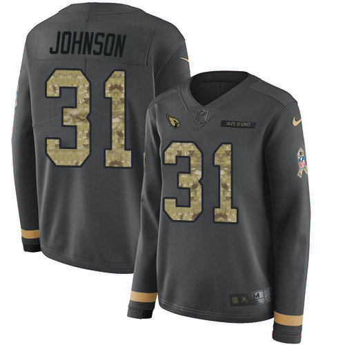 Nike Cardinals #31 David Johnson Anthracite Salute to Service Women's Stitched
