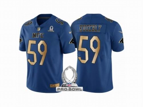 Nike Carolina Panthers #59 Luke Kuechly NFC 2017 Pro Bowl Blue Gold Limited Jersey
